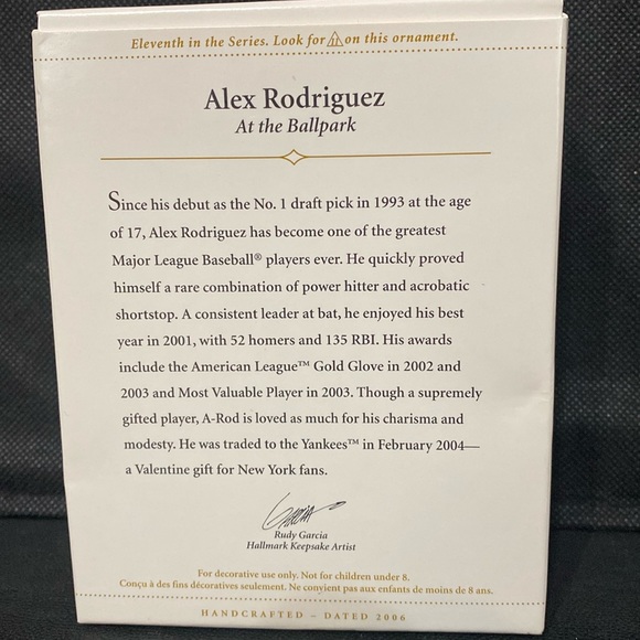 2006 Hallmark Alex Rodriguez 11th in Series at The Ballpark Ornament - Picture 3 of 7